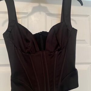 House of CB Black Satin Corset Top